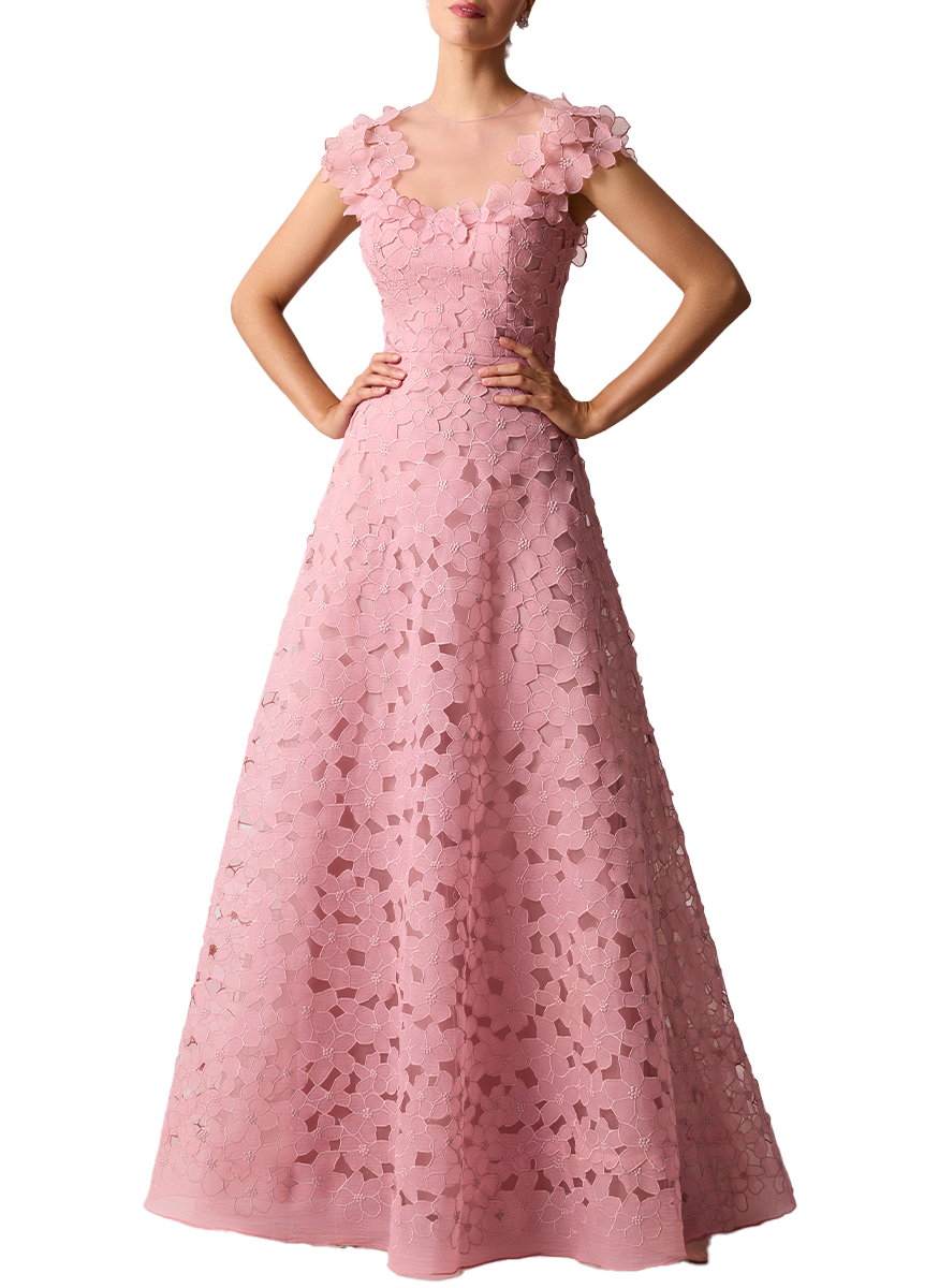 Organza Floral Re-Embroidered Gown