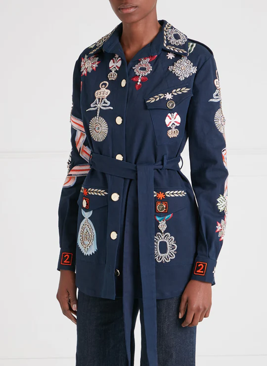 Diamantine Shirt Jacket in Navy - Temperley London