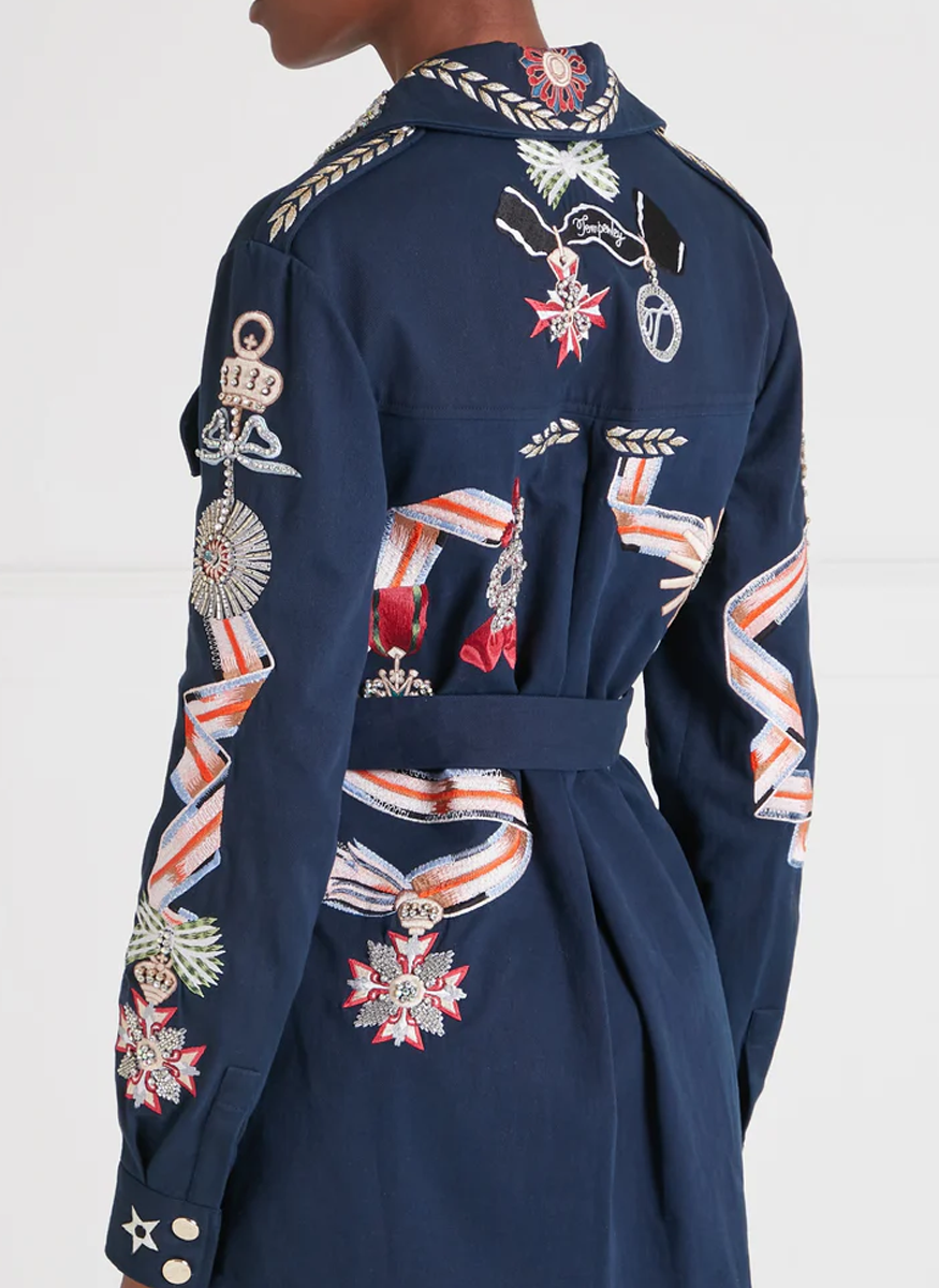Diamantine Shirt Jacket in Navy - Temperley London
