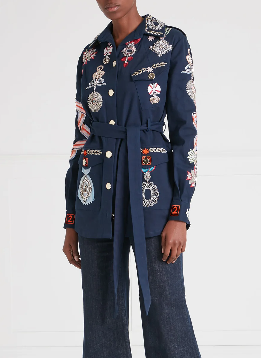 Diamantine Shirt Jacket in Navy