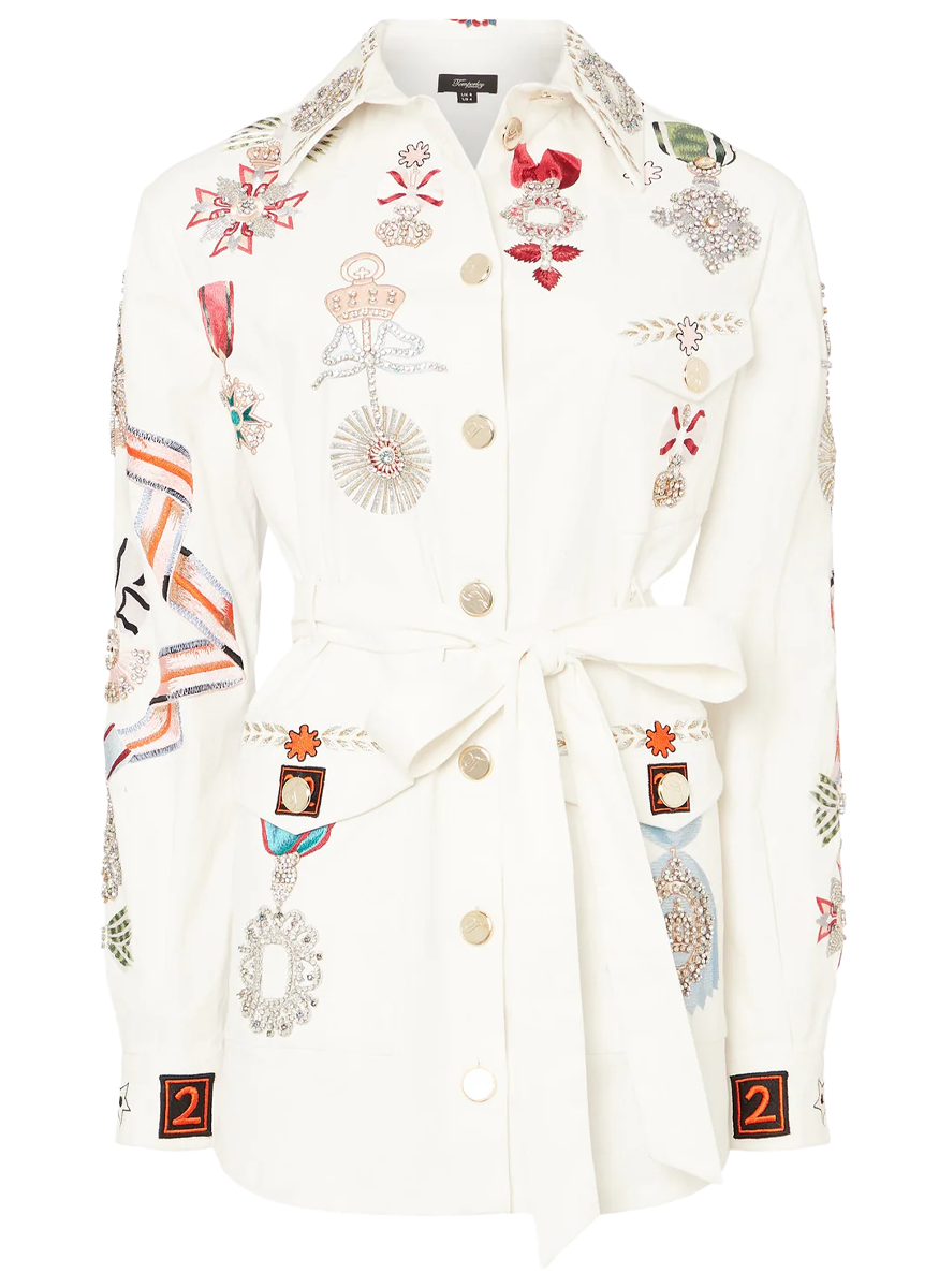 Diamantine Shirt Jacket in Cream