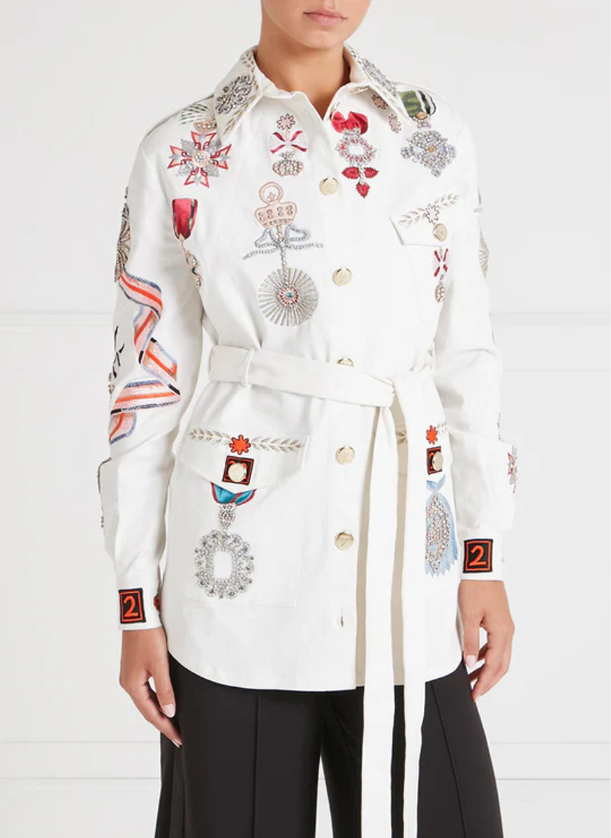 Diamantine Shirt Jacket in Cream