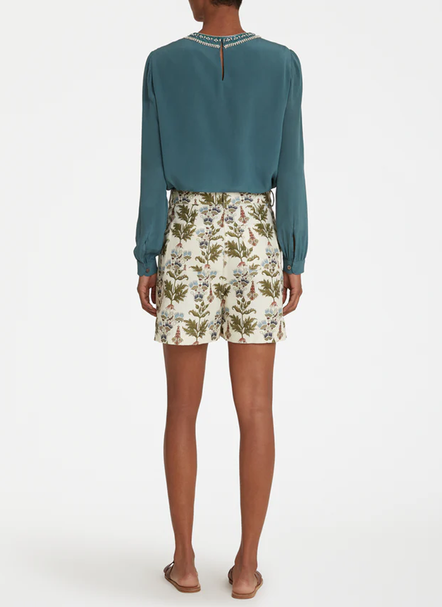 Teia Shorts in Persian Botanic Print - Emporio Sirenuse