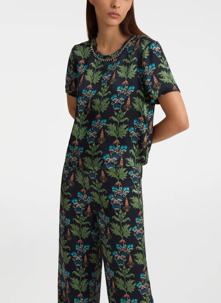 Gabrielle Top in Persian Botanic Print - Emporio Sirenuse