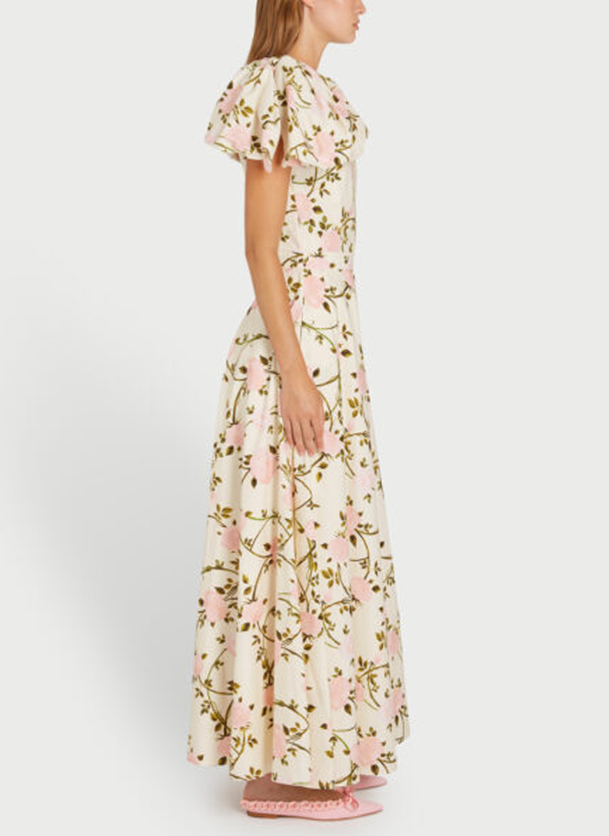 Floral Printed Poplin Midi Dress - Giambattista Valli