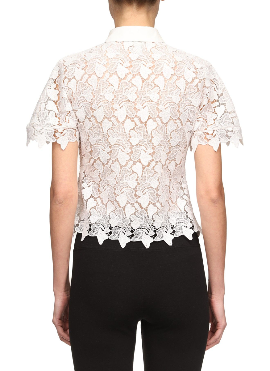 Lace Short Sleeve Top - Giambattista Valli