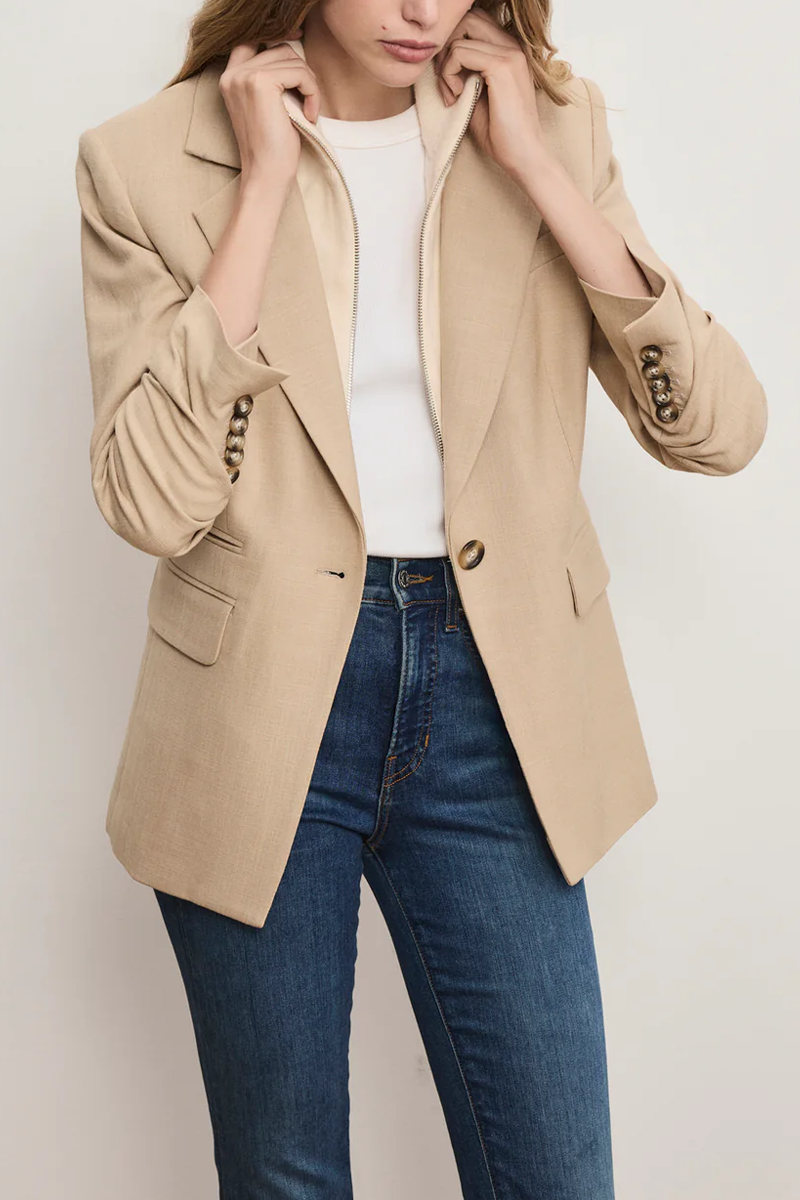 Battista Dickey Jacket in Stone Khaki - Veronica Beard