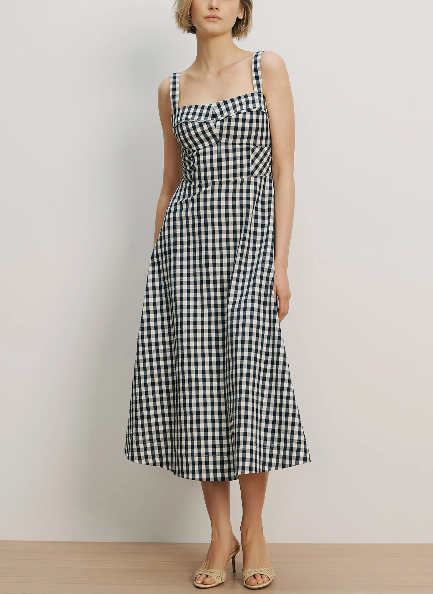 Aila Gingham Midi Dress - Veronica Beard