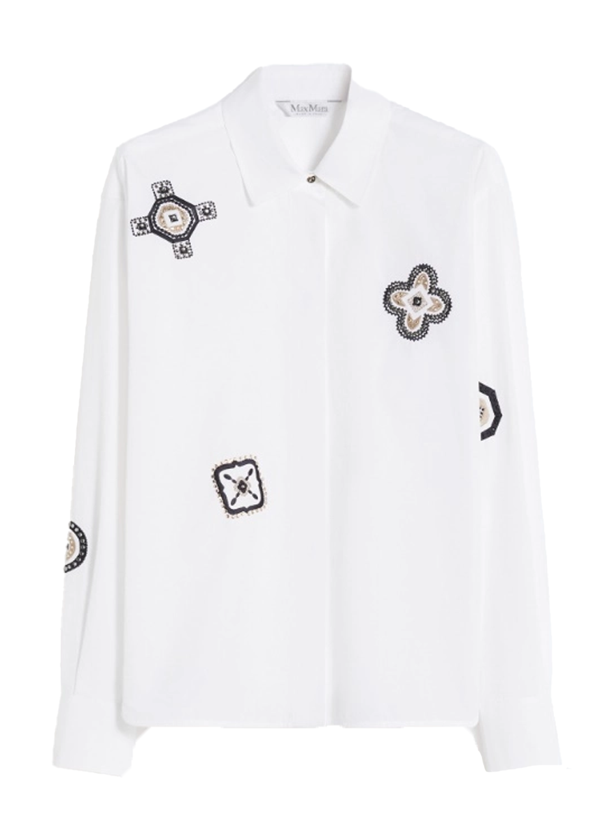 Embroidered Poplin Shirt in Optical White