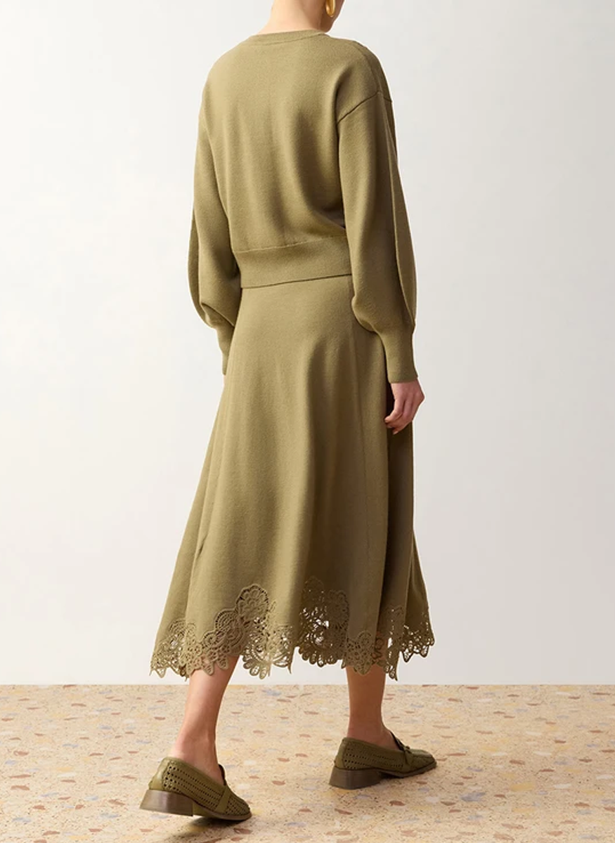 Clash Merino Lace Midi Skirt - Zimmermann