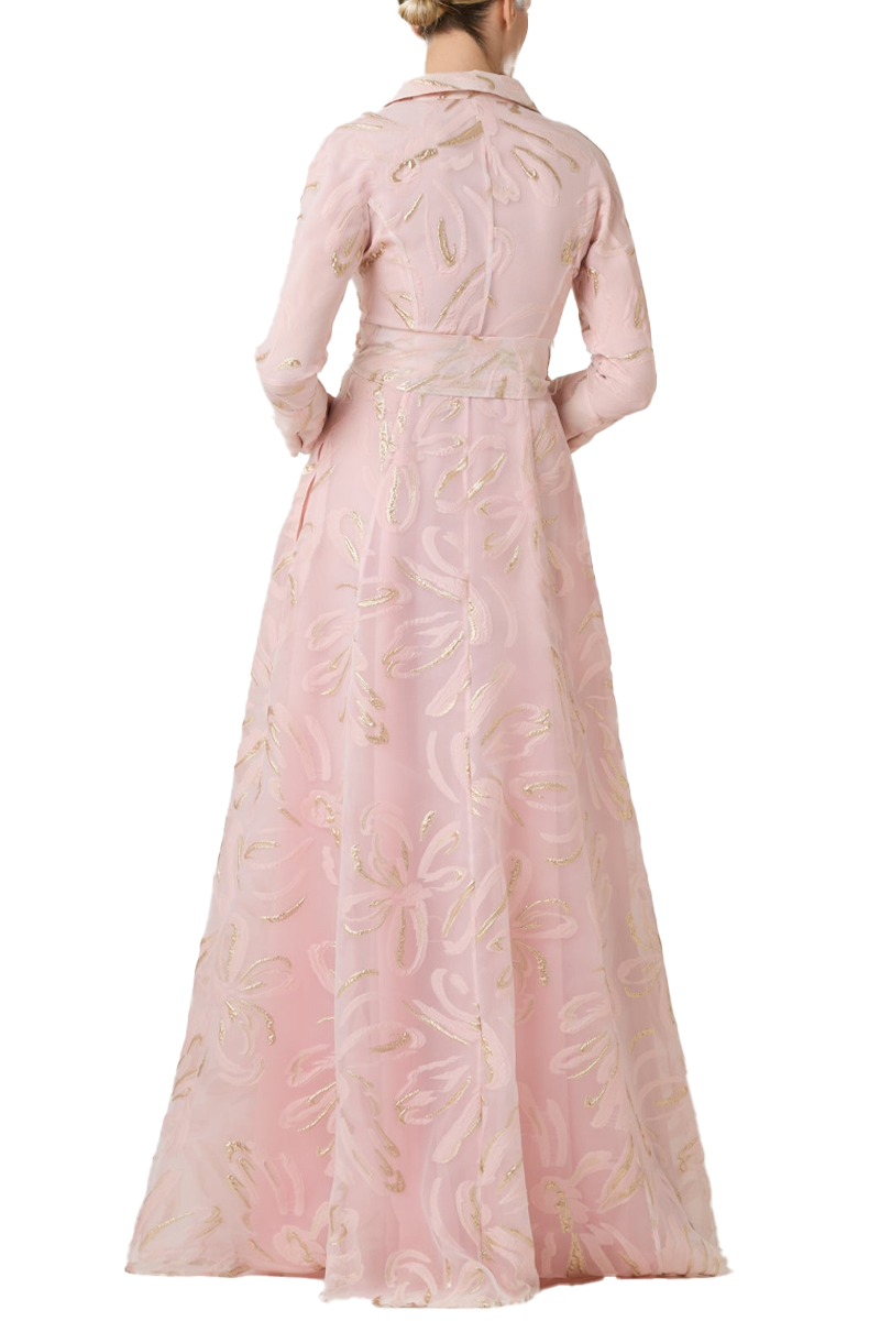 Metallic Organza Jacquard Shirt Waist Gown