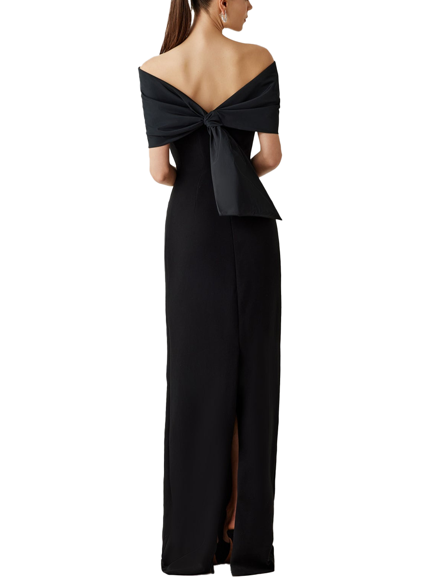 Crepe Strapless Gown with Taffeta Wrap - Teri Jon