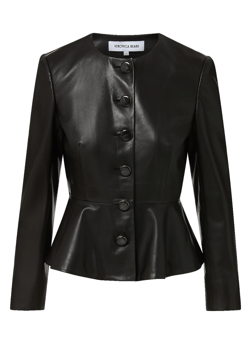 Quinn Leather Peplum Jacket - Veronica Beard