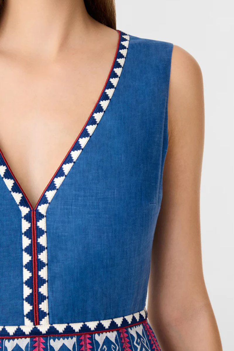 Cinzia Dress in Blue Horizon Print - Emporio Sirenuse