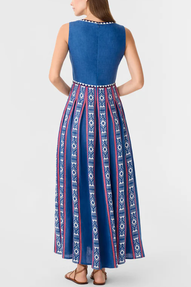 Cinzia Dress in Blue Horizon Print - Emporio Sirenuse