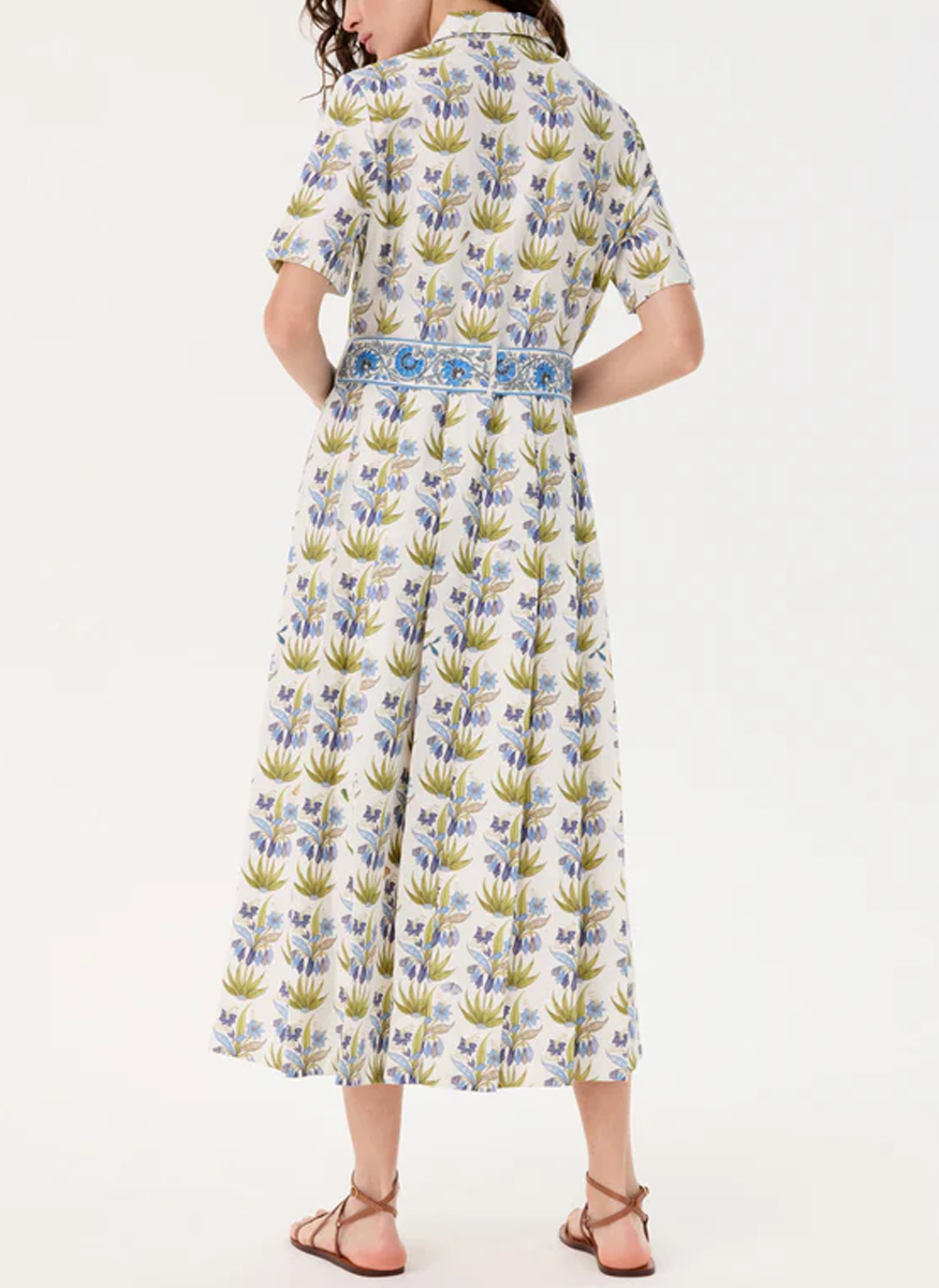 Claudia Dress in Celestine Flower Print - Emporio Sirenuse