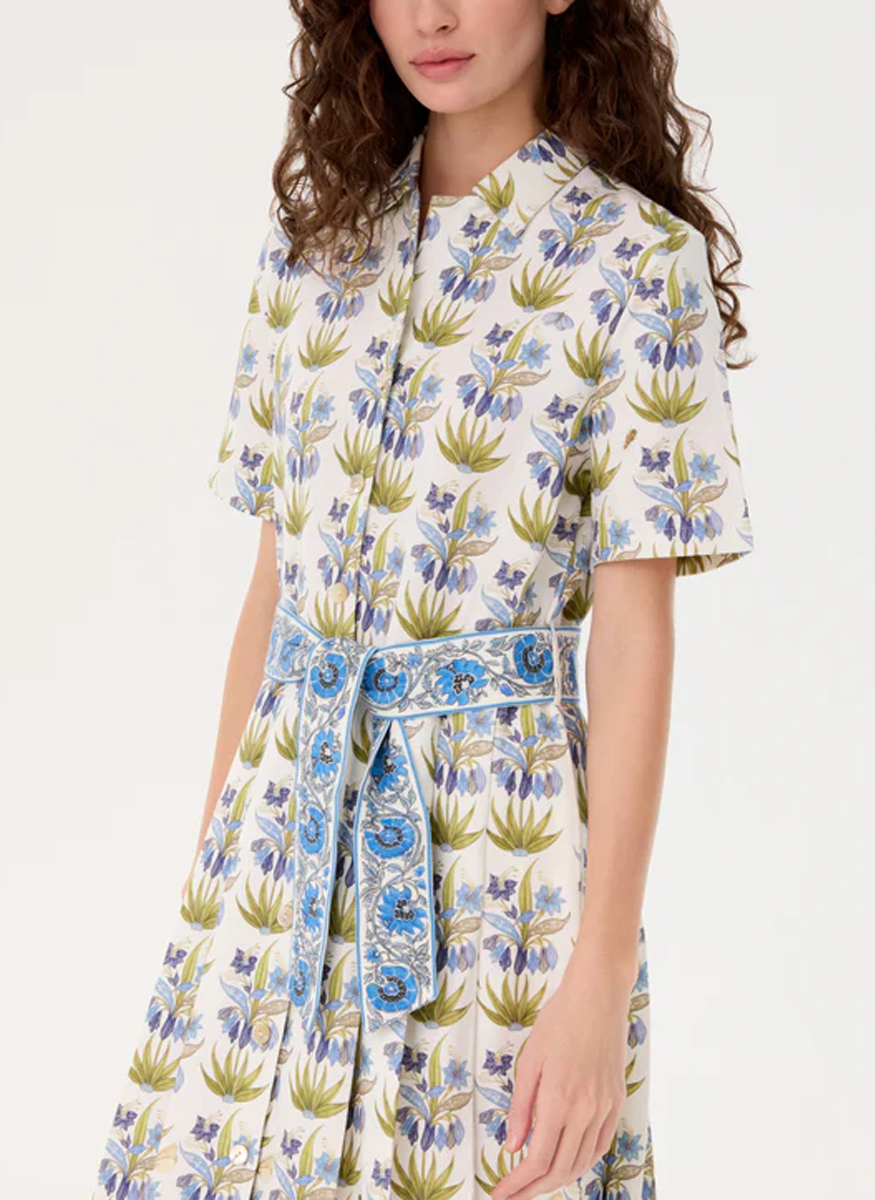 Claudia Dress in Celestine Flower Print - Emporio Sirenuse
