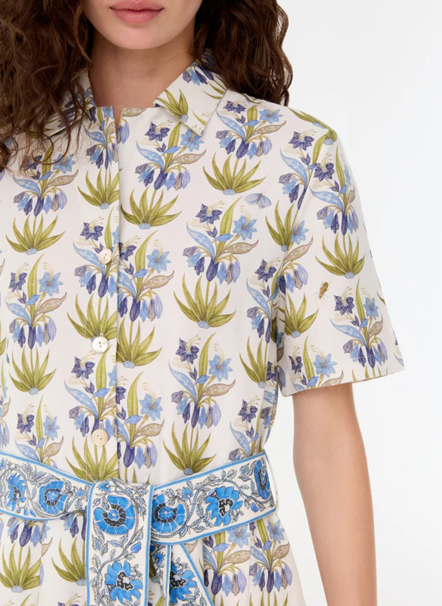 Claudia Dress in Celestine Flower Print - Emporio Sirenuse