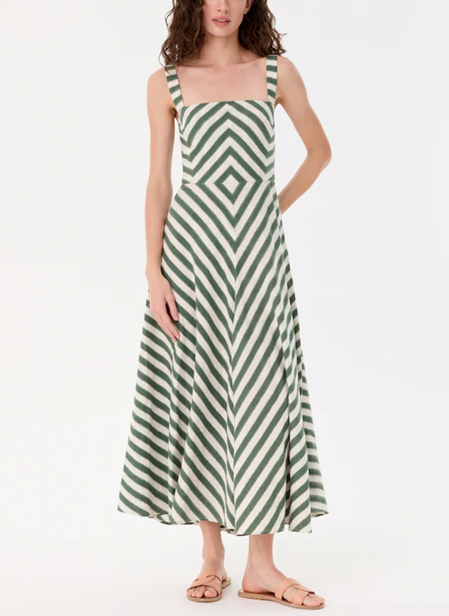 Margherita Dress in Ikat Stripes