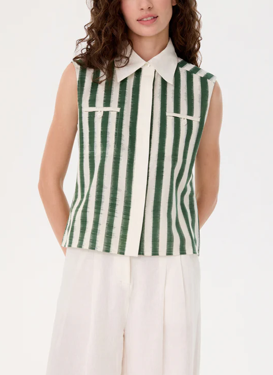 Ylenia Top in Ikat Stripes - Emporio Sirenuse