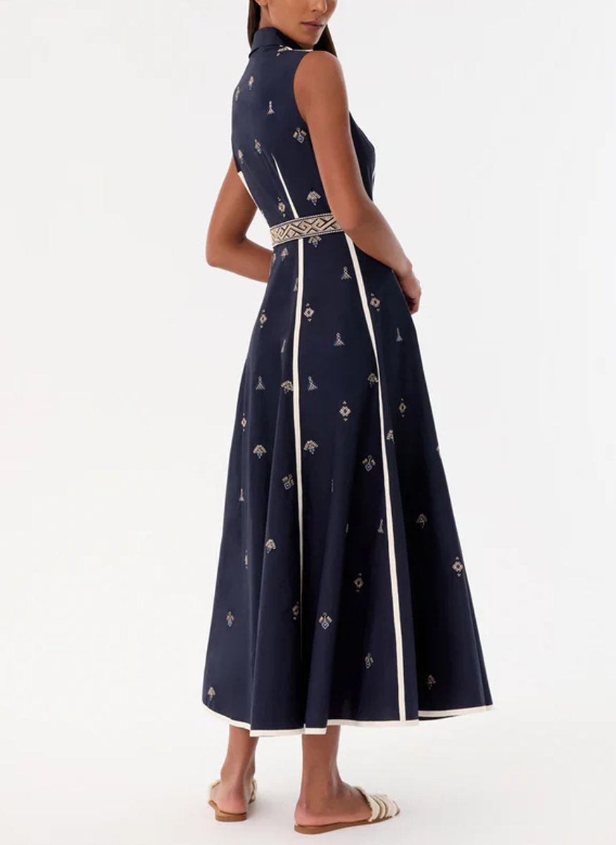 Miralda Dress with Iris Embroidery - Emporio Sirenuse