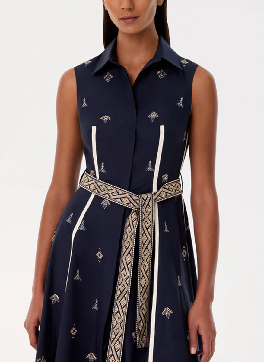 Miralda Dress with Iris Embroidery - Emporio Sirenuse