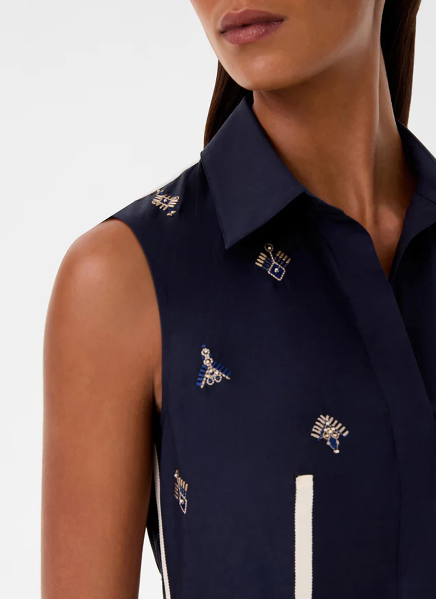 Miralda Dress with Iris Embroidery - Emporio Sirenuse