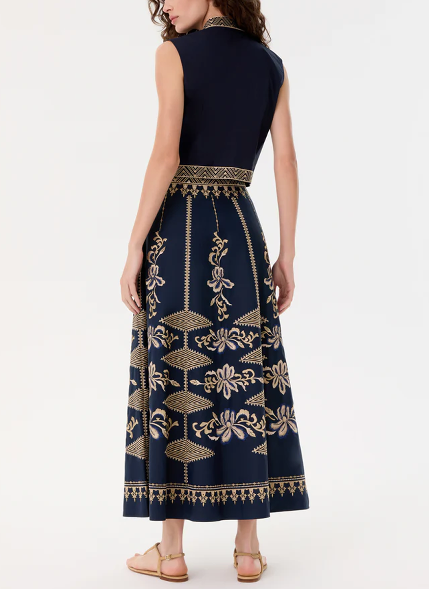 Camille Skirt with Iris Embroidery - Emporio Sirenuse