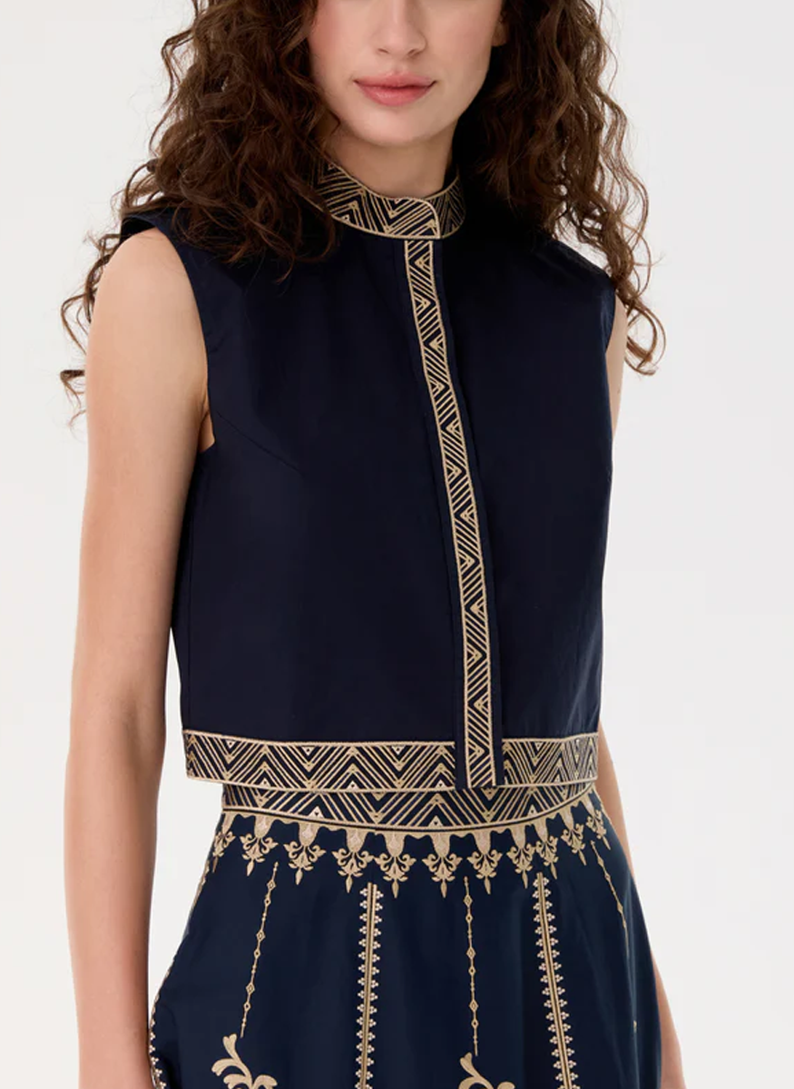 Andorra Top with Iris Embroidery - Emporio Sirenuse