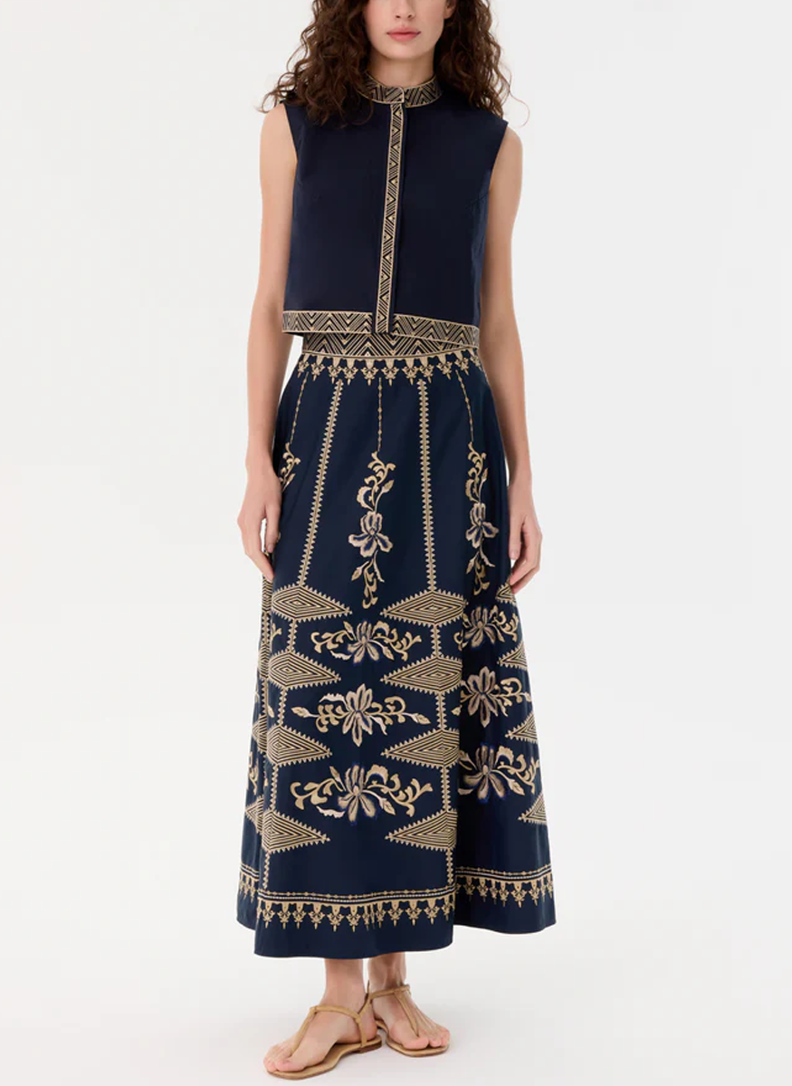 Andorra Top with Iris Embroidery