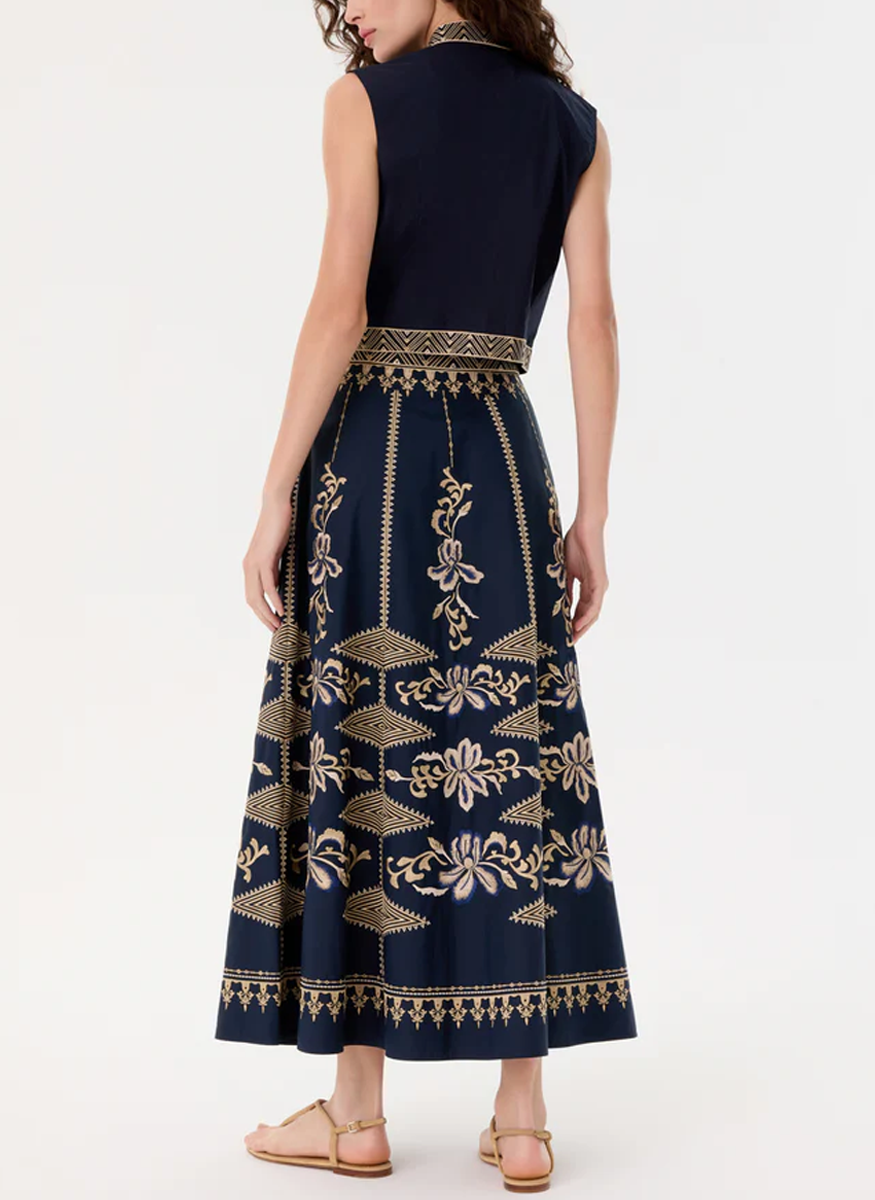 Andorra Top with Iris Embroidery - Emporio Sirenuse