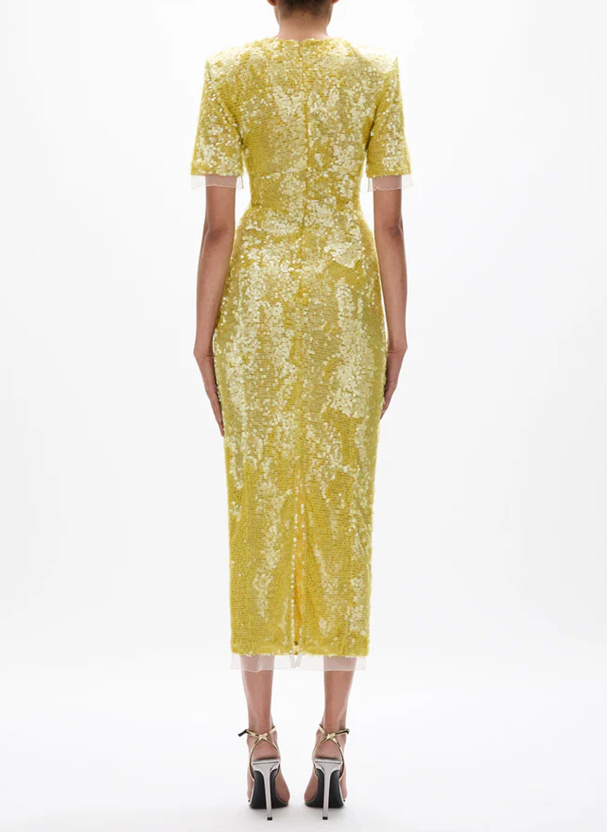 kaia silk midi dress Kaia Asymmetric Midi Dress Olive / S by Saint Art NY