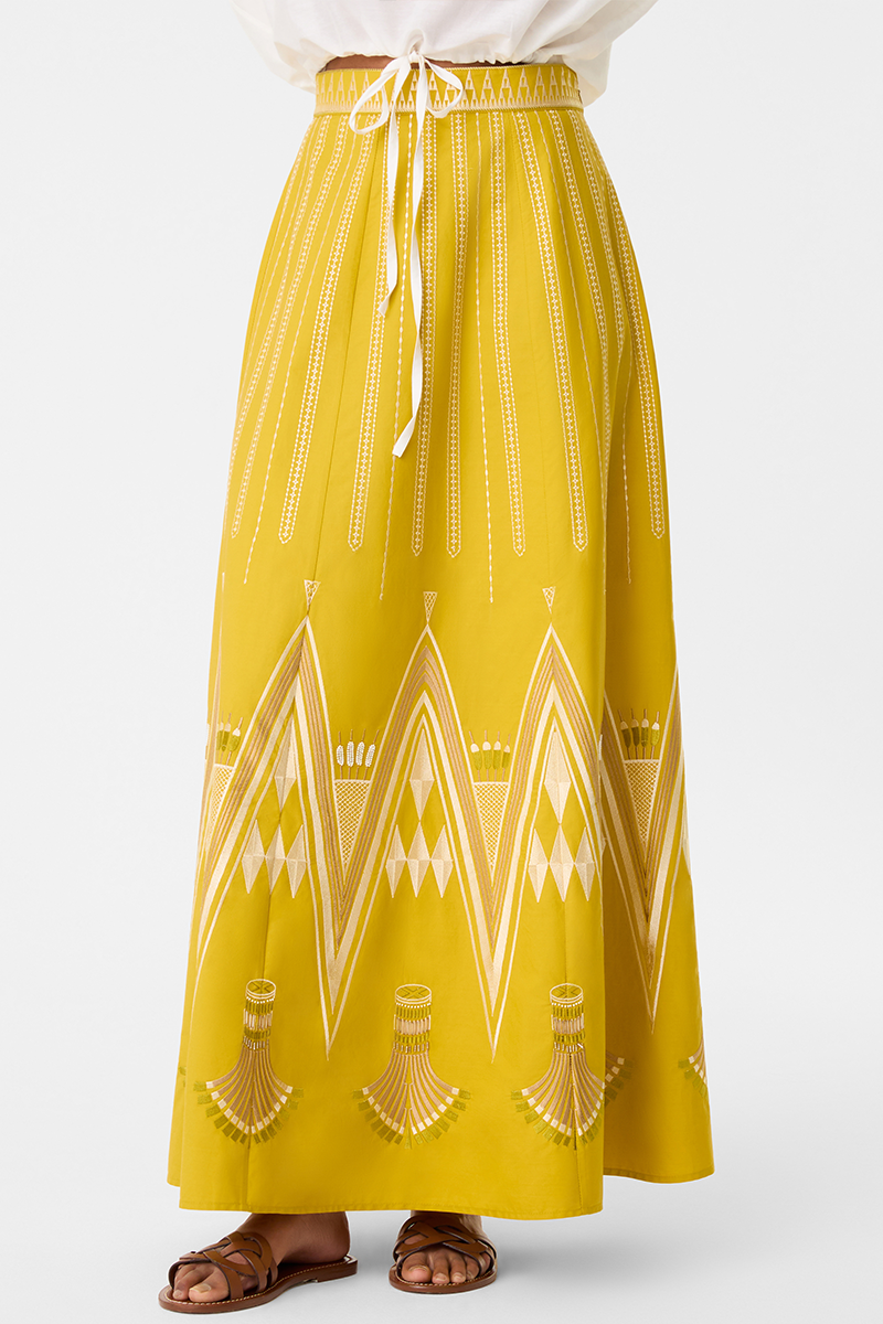 Camille Papyrus Embroidered Skirt - Emporio Sirenuse