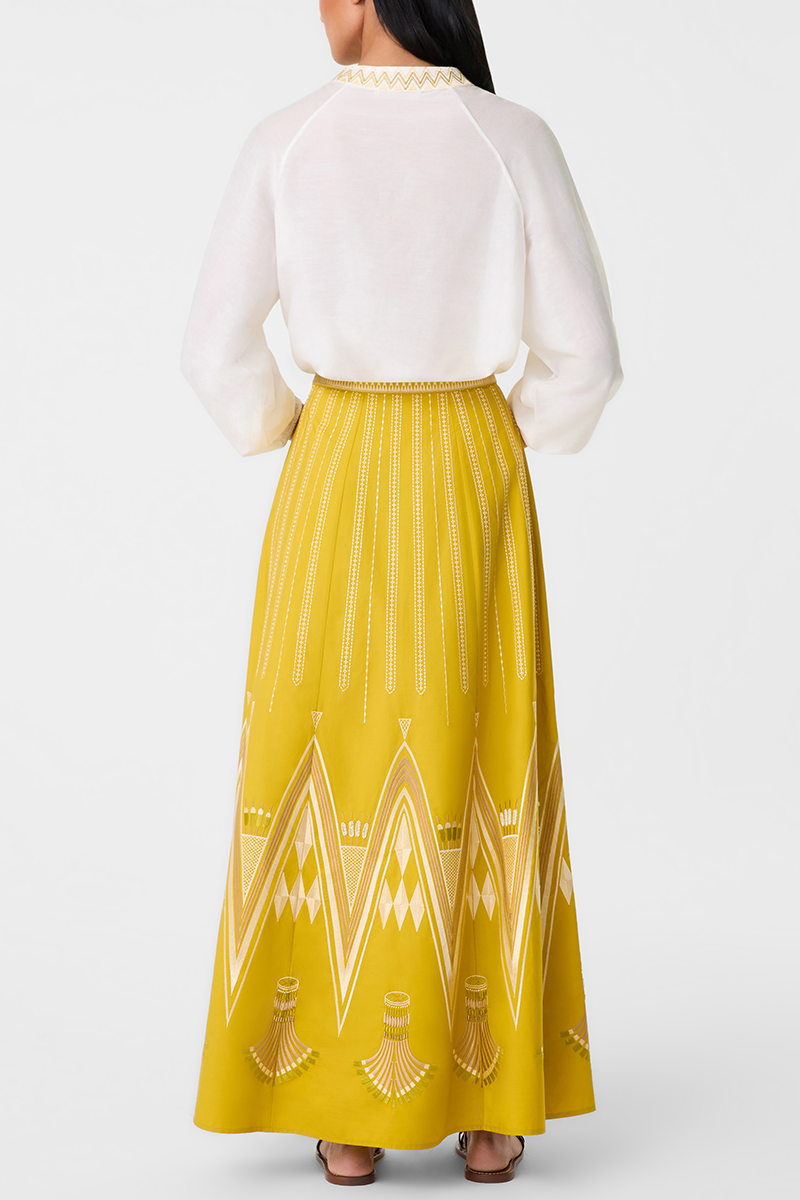 Camille Papyrus Embroidered Skirt - Emporio Sirenuse