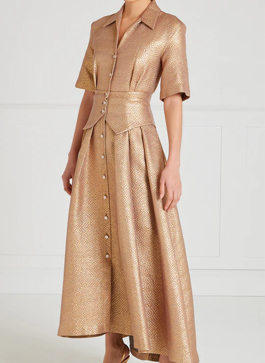 Rita Jacquard Maxi Shirt Dress