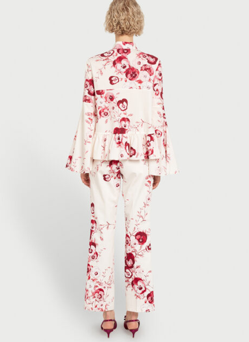 Ruby Pansies Poplin Long Sleeve Top - Giambattista Valli