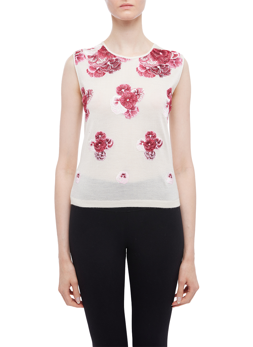 Ruby Pansies Cashmere Tank Top