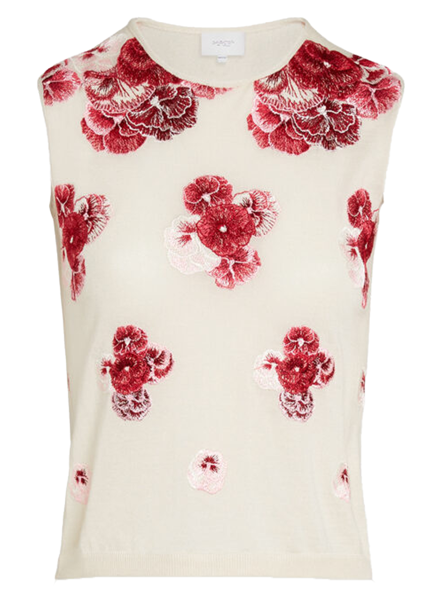 Ruby Pansies Cashmere Tank Top