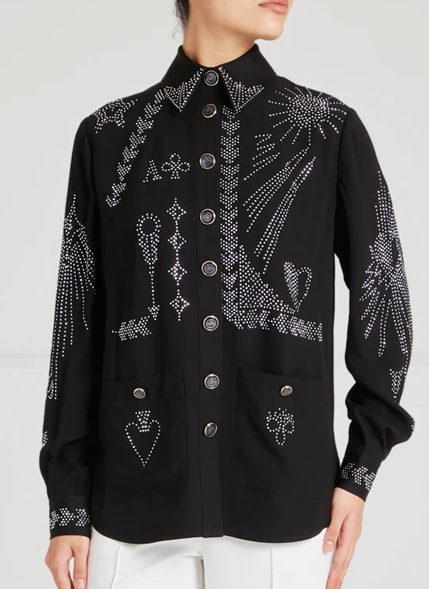 Villanelle Crepe Embellished Shirt Jacket