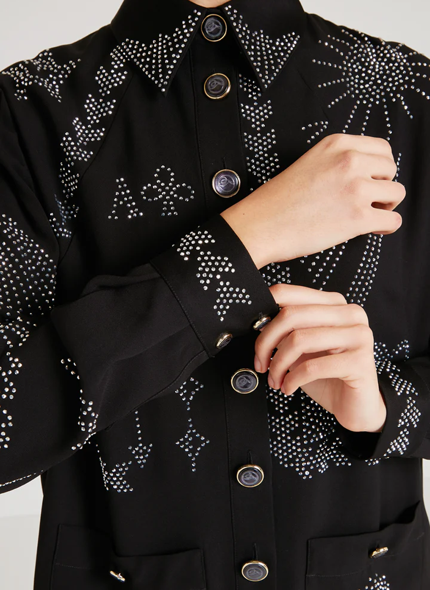 Villanelle Crepe Embellished Shirt Jacket - Temperley London