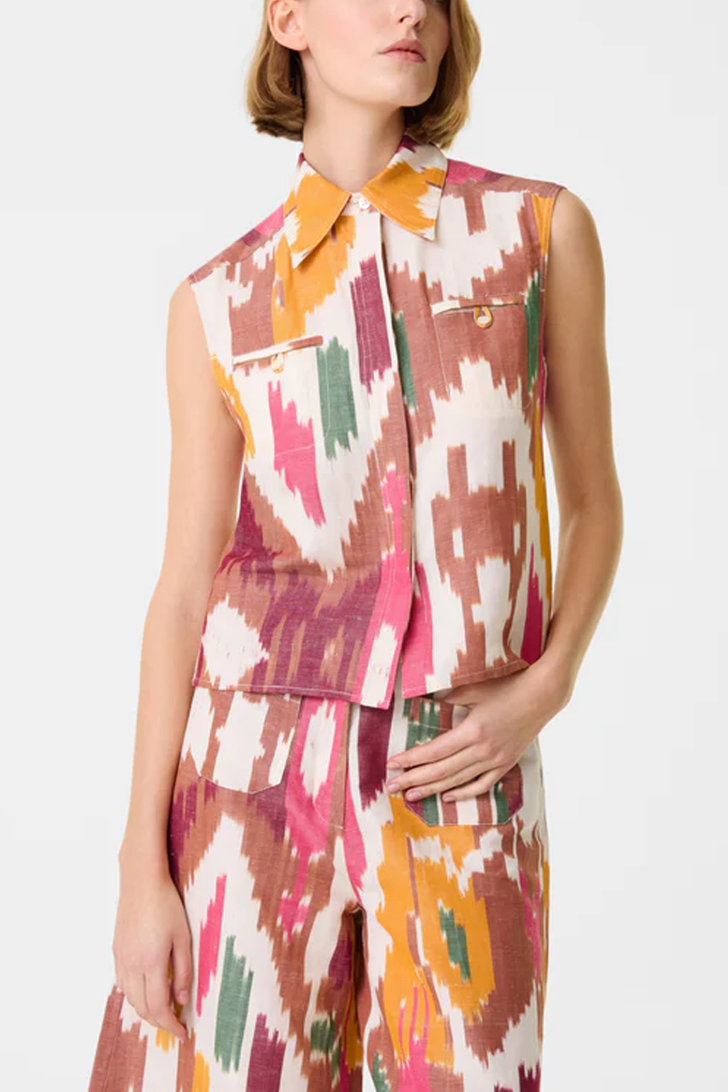 Ylenia Watercolor Ikat Top - Emporio Sirenuse