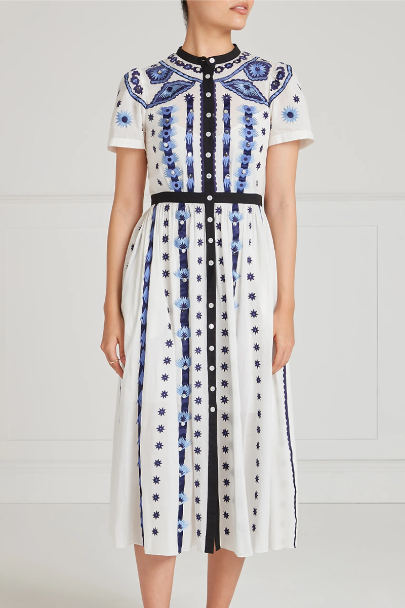 Edith Shirt Dress US12 / WHITE/BLUE Edith Shirt Dress US12 / WHITE/BLUE