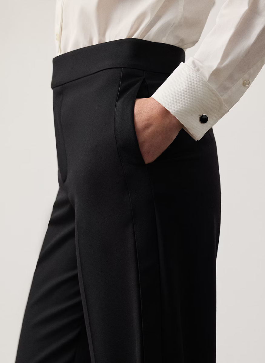 Barnet Wool Barathea Tuxedo Pant - Ralph Lauren Collection