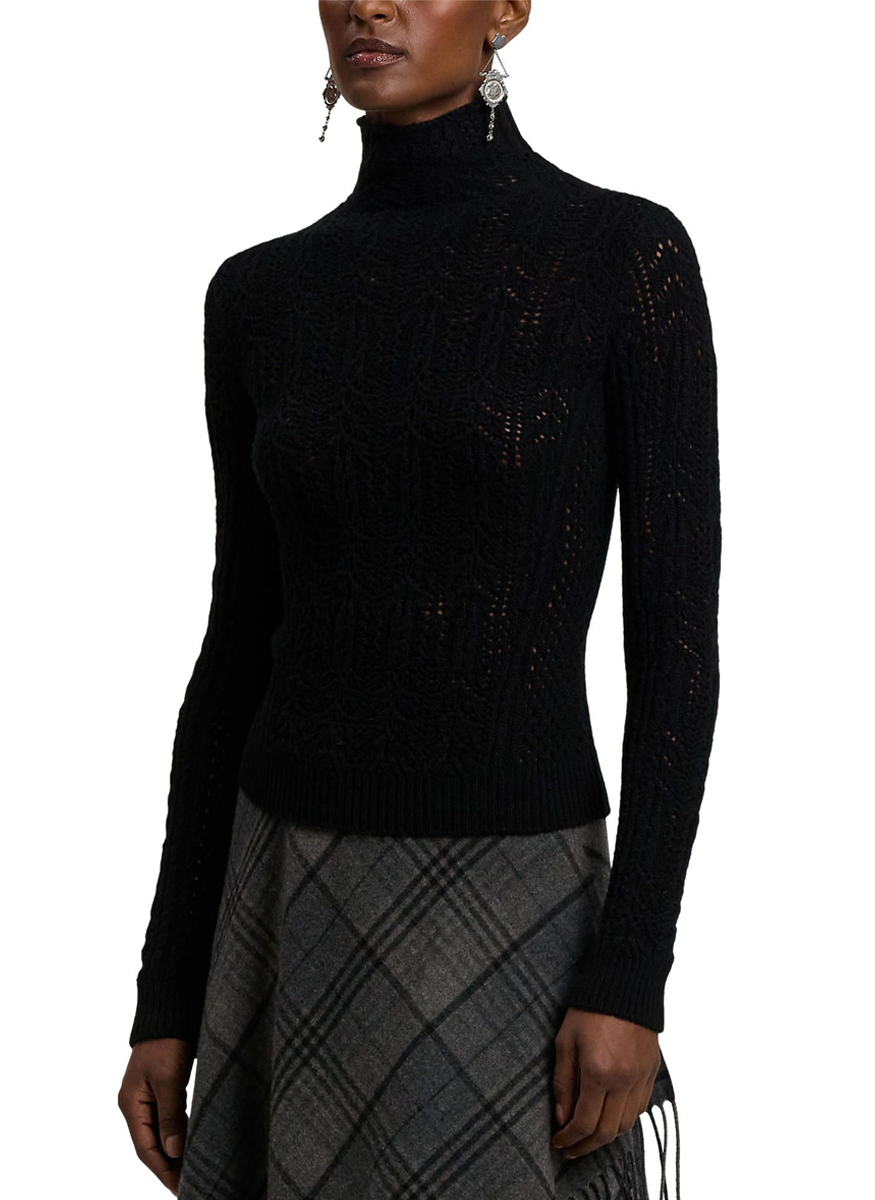 Cashmere Pointelle Funnelneck Sweater - Ralph Lauren Collection