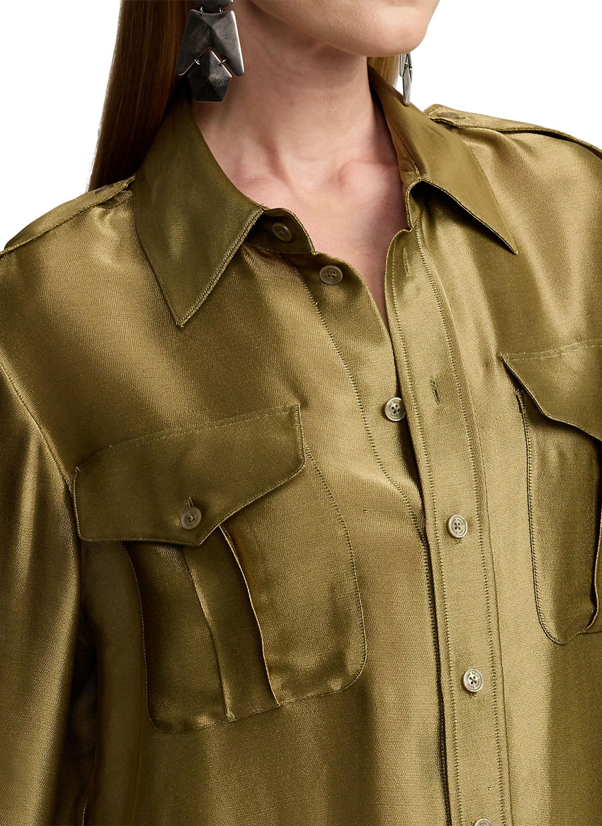 Natalie Metallic Satin Shirt - Ralph Lauren Collection