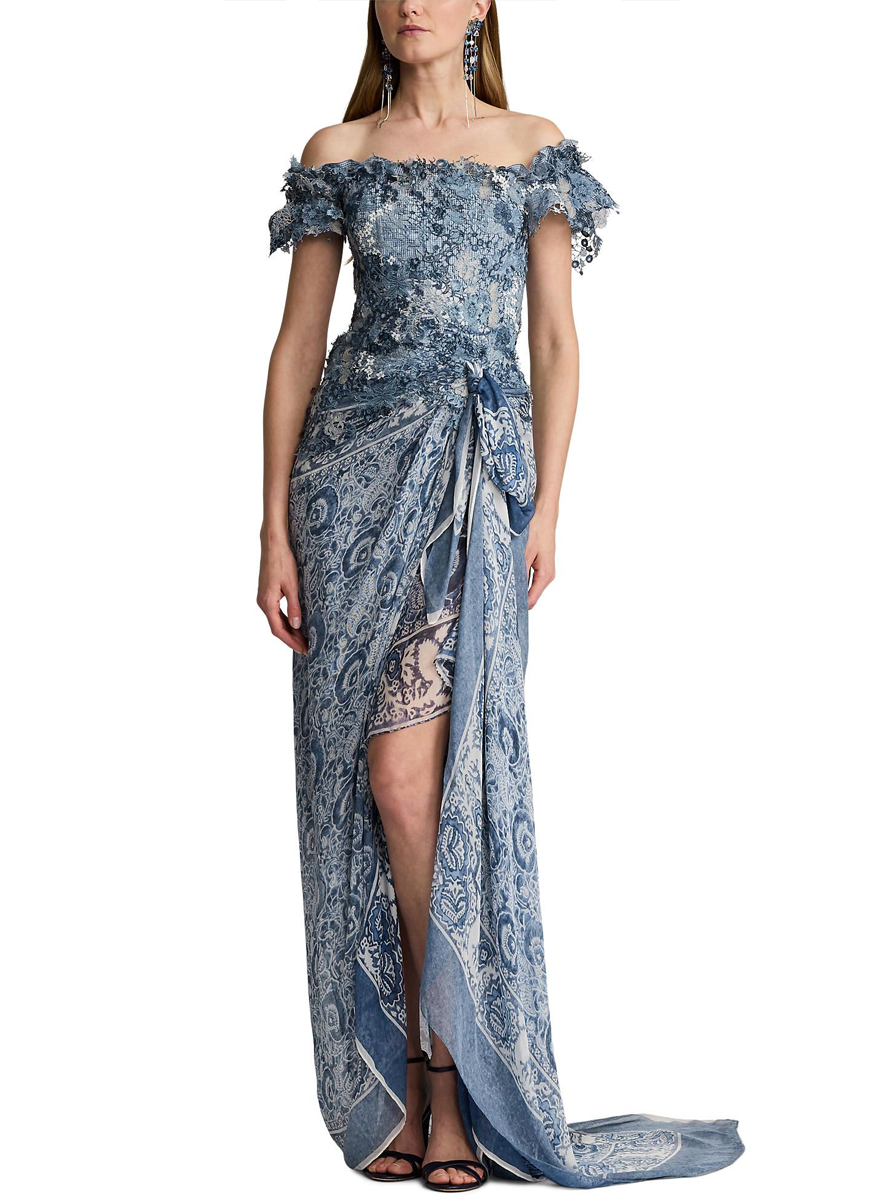 Ivanna Floral Gauze Evening Dress - Ralph Lauren Collection