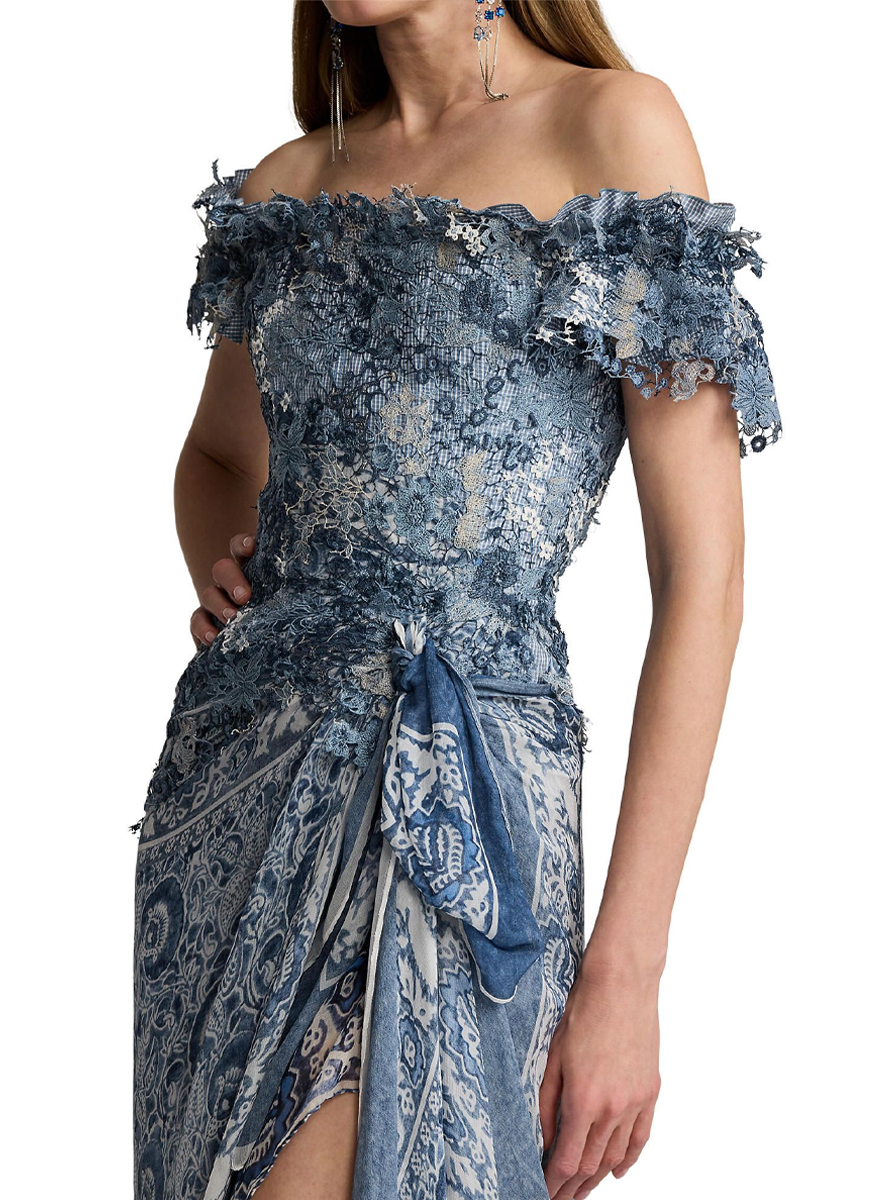 Ivanna Floral Gauze Evening Dress - Ralph Lauren Collection