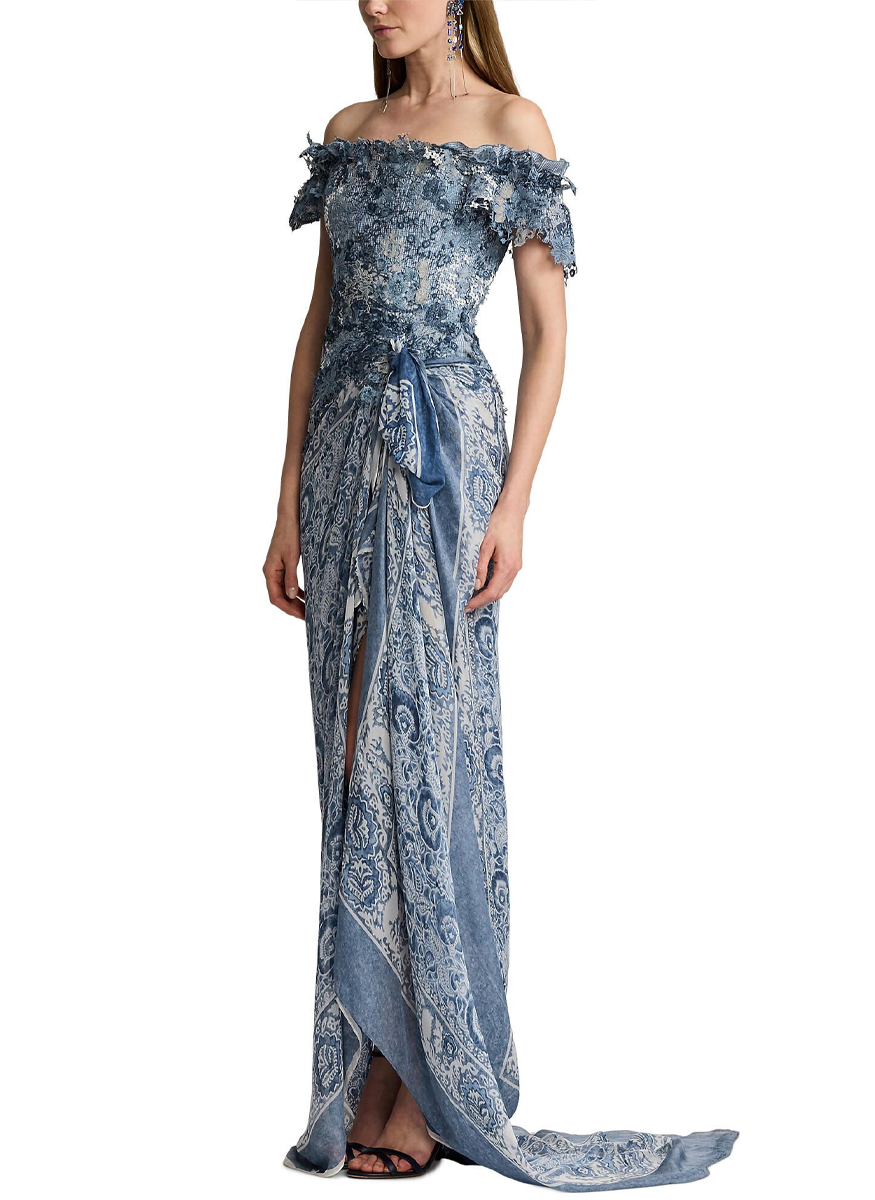 Ivanna Floral Gauze Evening Dress - Ralph Lauren Collection