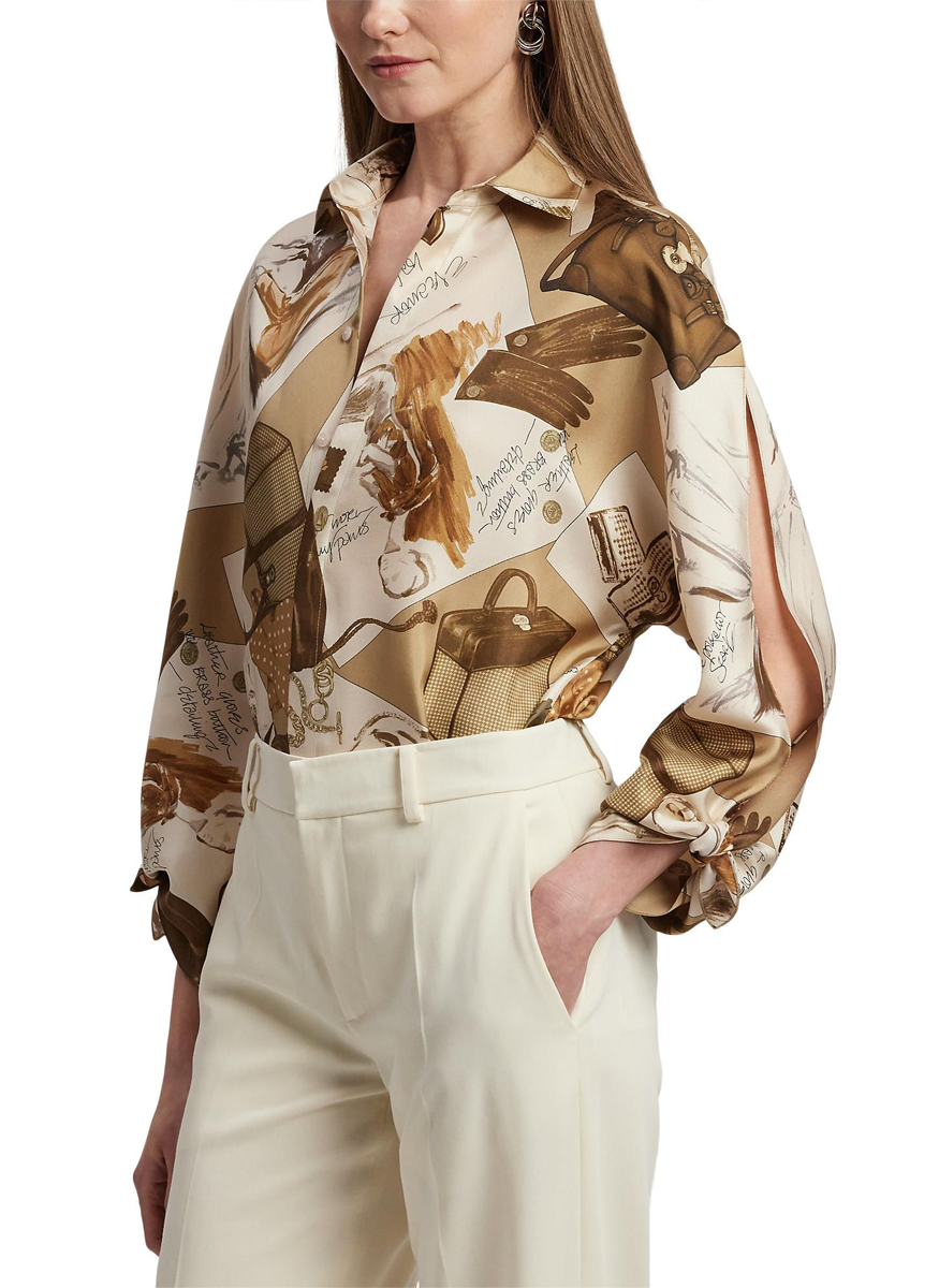 Karen Diary-Print Silk Twill Blouse - Ralph Lauren Collection