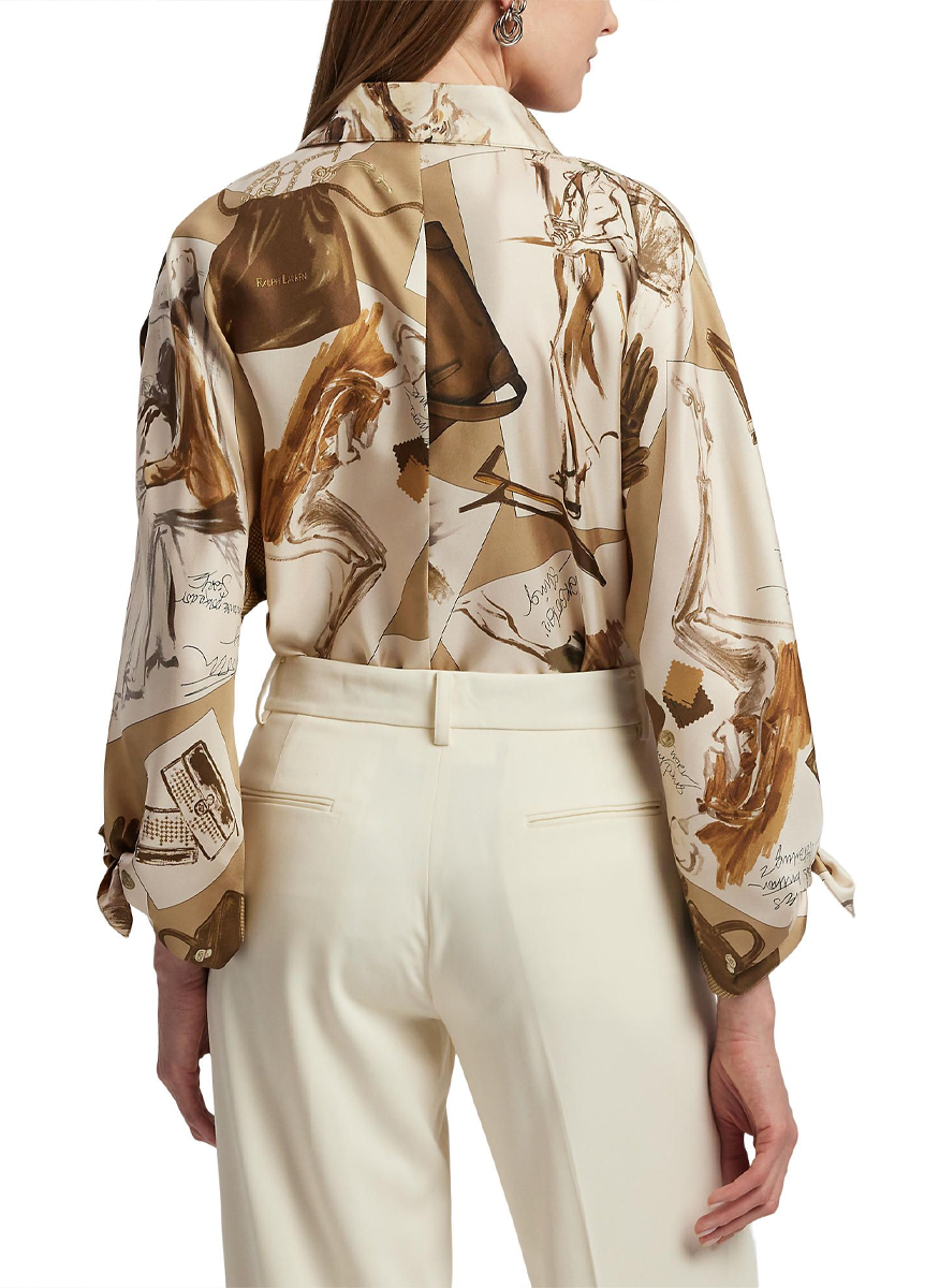 Karen Diary-Print Silk Twill Blouse - Ralph Lauren Collection